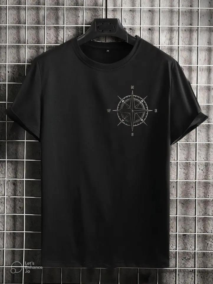 Plain black shirt with side printed