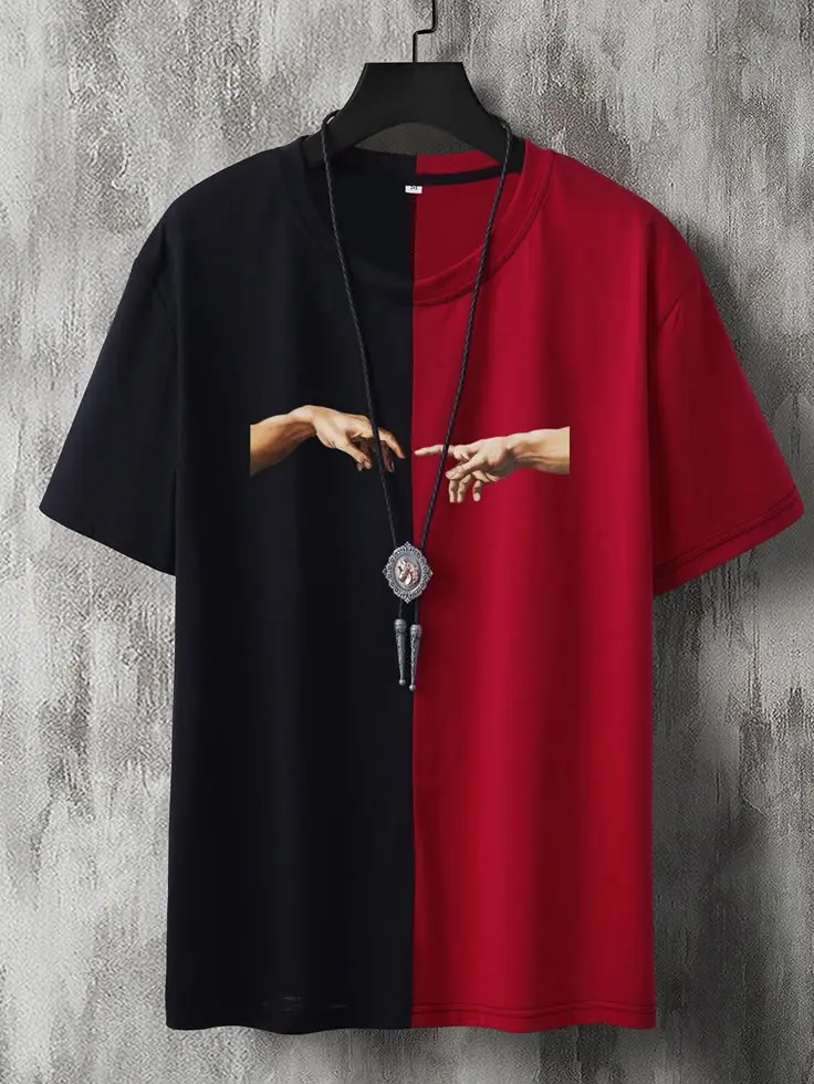 Red and black mix tshirt