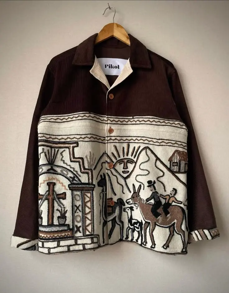 Brown embroidery shirt