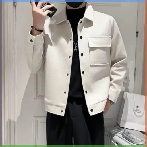 White puffer jacket with black plain thsirt