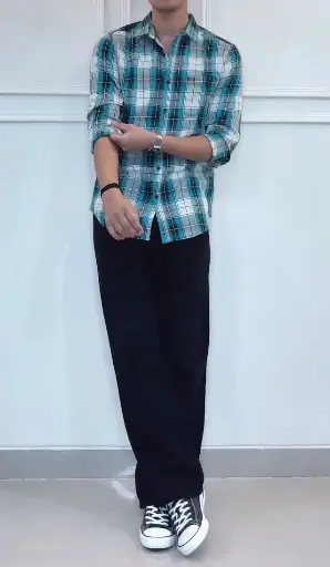 Sky blue cheque shirt with pant
