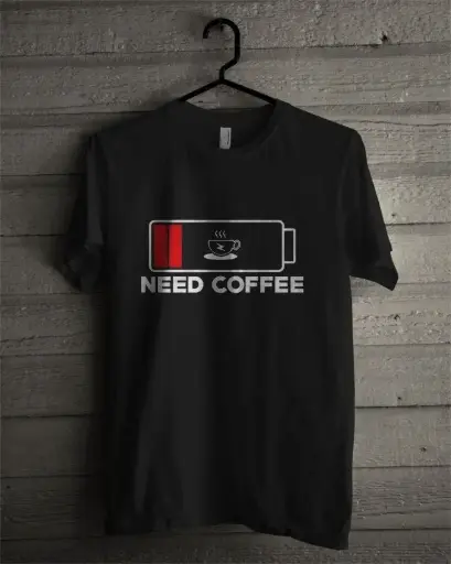 Black tshirt with printed (NEED COFFEE)
