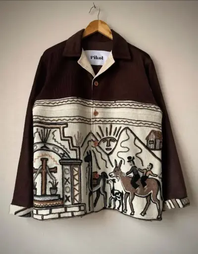 Brown embroidery shirt
